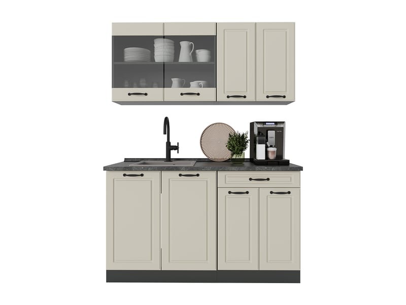 Vicco cuisine, sable campagneanthracite, 140cm plan de travail anthracite - Conforama E