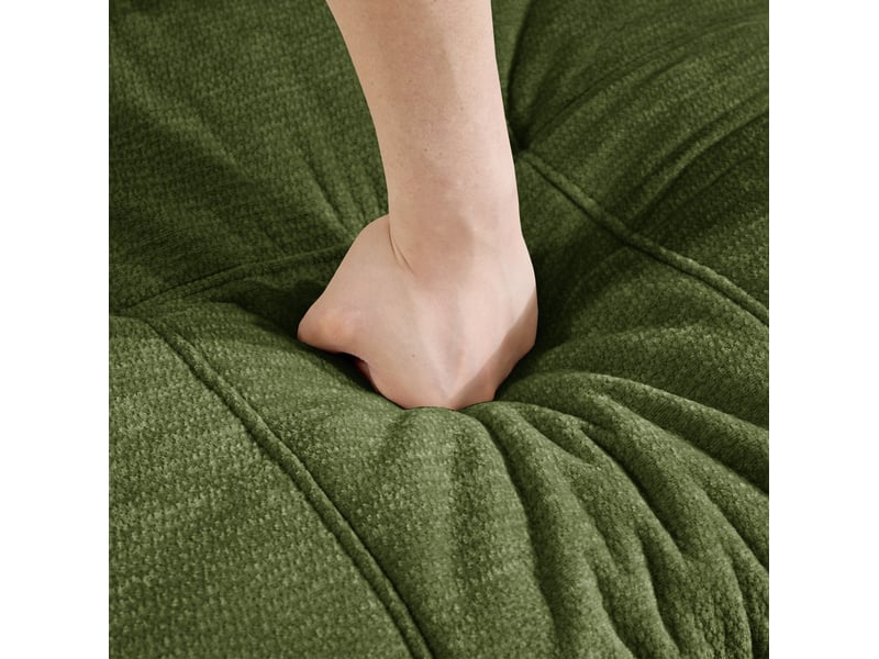  Pouf repose-pieds en tissu chenille vert 72,50x63x50 cm  - Conforama R