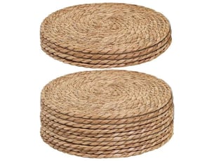 Sets de table tissés en paille jaune, diamètre 25 cm, lot de 14 sets résistants à la chaleur pour la décoration de restaurants
