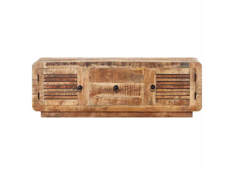  Meuble tv - banc tv - meuble de rangement 120x30x40 cm bois de manguier brut  - Conforama C