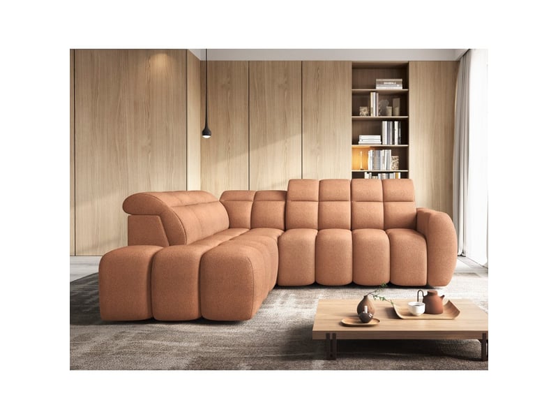 Canapé d'angle électrique ronda 4 places orange corail – angle gauche - Conforama E