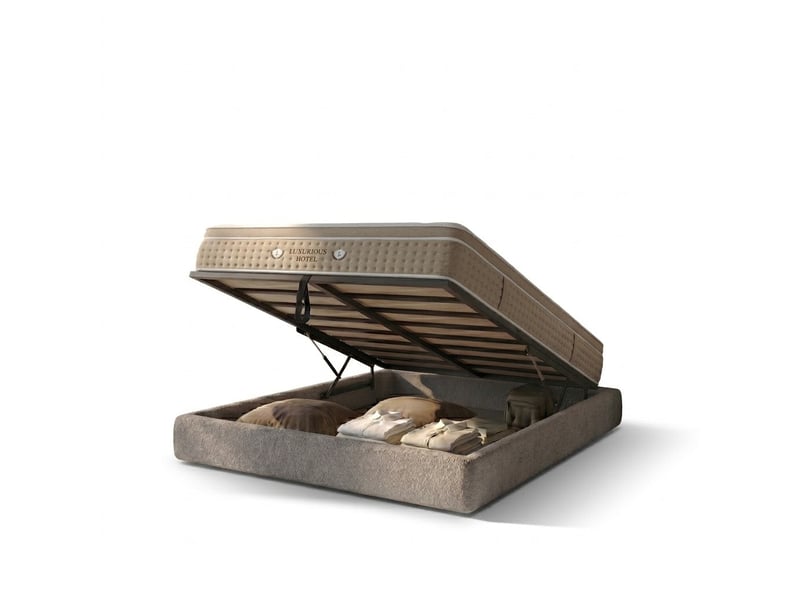  Ensemble lit coffre parallèle et matelas hôtelier ibiza 160x200 cm - tissu bouclette gris clair PREMIUM - Conforama A