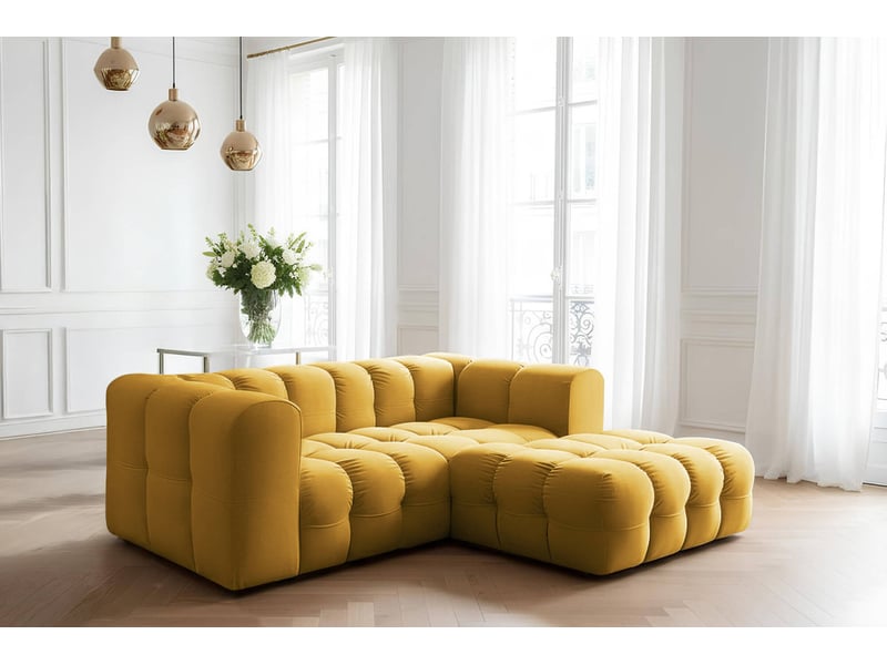  Canapé d'angle droit miloe mini 3 places en velours - jaune MILOE - Conforama B