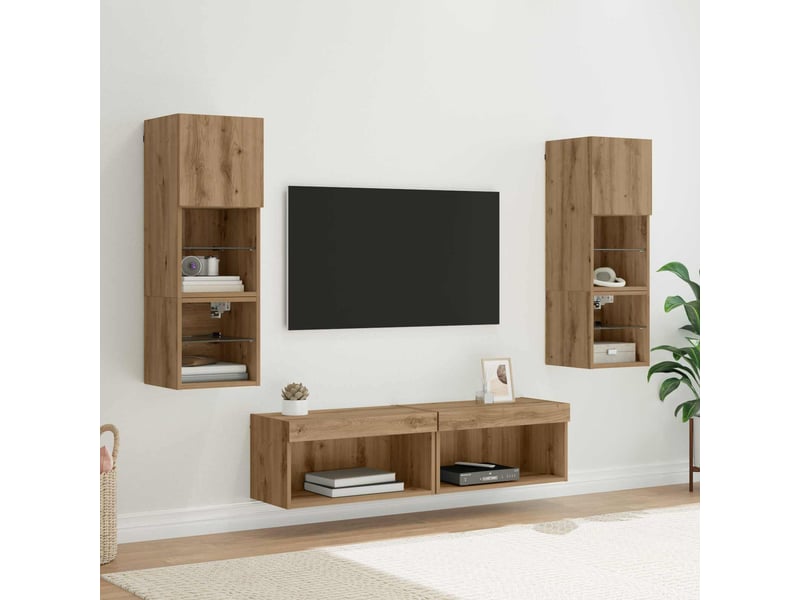  Unité murale de tv 6 pcs chêne artisanal bois d'ingénierie shl78527  - Conforama B