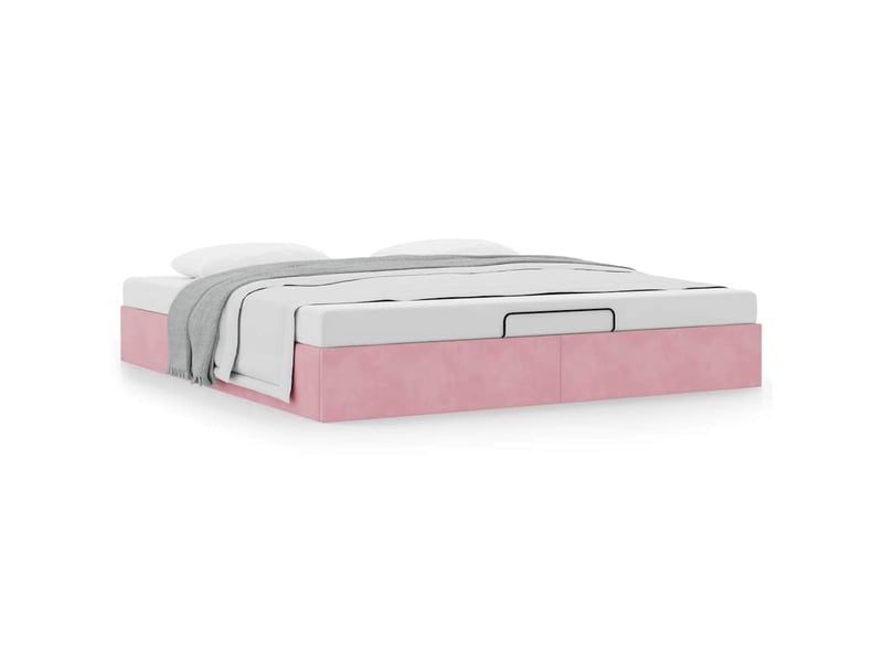  Lit double- lit adulte -  cadre de lit ottoman sans matelas rose 200x200 cm velours  - Conforama C