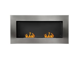 Cheminée murale au bioéthanol en acier inoxydable, 2 brûleurs, 110 cm
