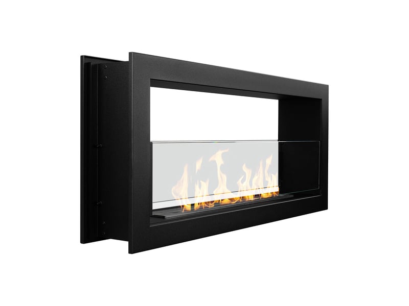  Montefalco 90 - foyer bioéthanol encastrable double face 90x40x15,2 cm avec brûleur en acier de 1,5 l  - Conforama A