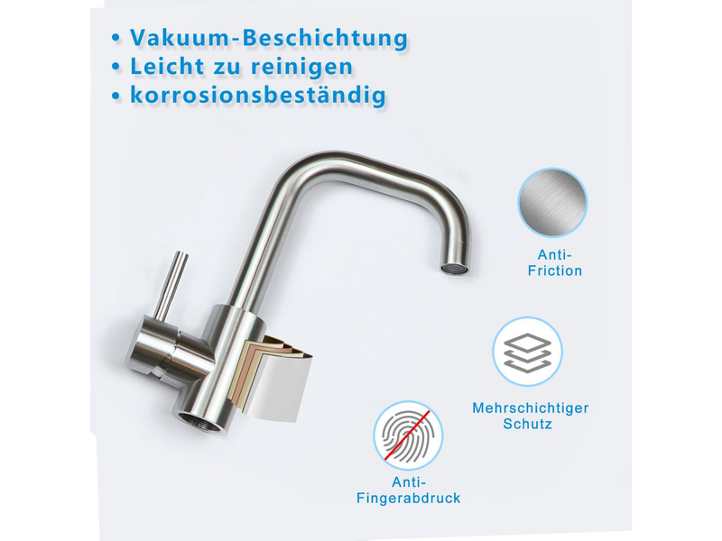 Zmh robinet de lavabo acier inoxydable mélangeur 360° eau chaudefroide haute pression silencieux - Conforama C