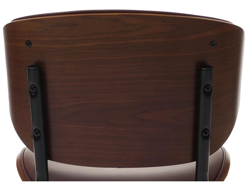  Lot de 6 chaises de salle à manger assise rembourrée formes arrondies et protections réglables similicuir marron vintage acier et bois courbé aspect noyer 04_0009495  - Conforama D