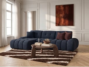 Canapé d'angle gauche fixe <strong>BOBOCHIC</strong> <strong>APOLLON</strong> 3 places Tissu Bleu