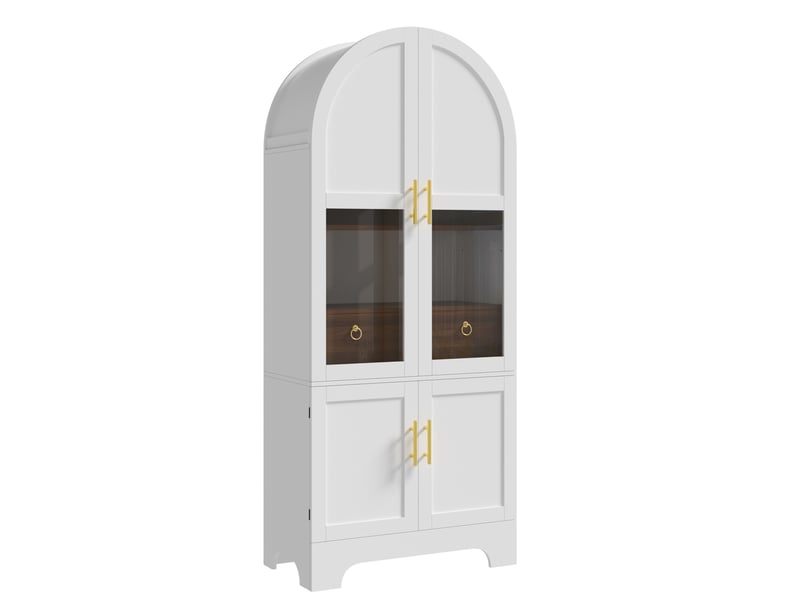  Vitrine haute,76x40x180 cm,led avec 4 portes, tiroir et verre trempé,mdf,blanche  - Conforama E