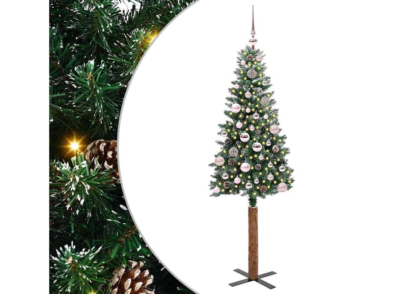  Sapin de noël, arbre de noël mince vert 150 cm pvc et bois de pin massif shl654  - Conforama B