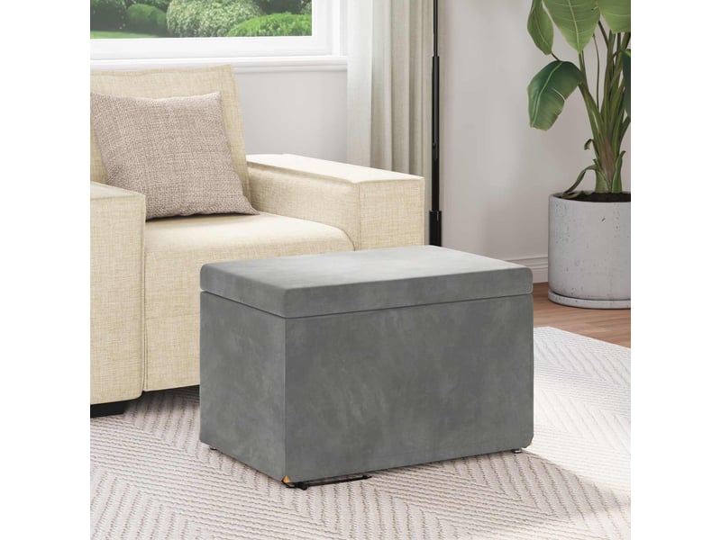  Tabouret bas, ottoman gris foncé 61x41x40 cm velours et bois composite  - Conforama C