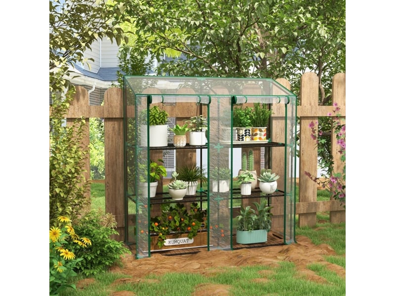  Mini-serre 143x46x151 cm 3 niveaux 6 grilles métal transparent  - Conforama B