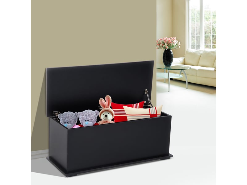  Coffre de rangement coffre à jouets grande capacité de rangement charnière verrouillée  en bois noir 100 x 40 x 40 cm  - Conforama D