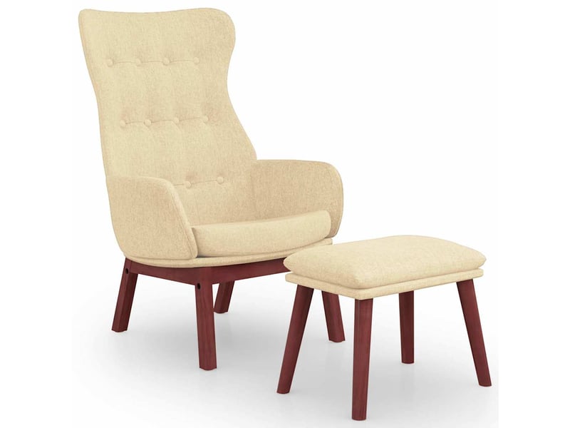  Vidaxl chaise de relaxation avec repose-pied crème tissu  - Conforama A