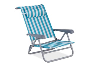 Chaise longue pliante de jardin 190 x 60 x 30 cm 8 positions confortables design rayé en polyester bleu 13_0010485
