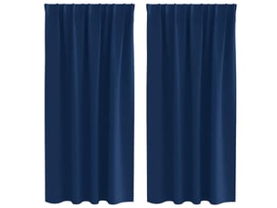 Lot de 2 rideaux occultants, rideaux black-out avec anneaux bleu foncé 175 x 140 cm cf44599