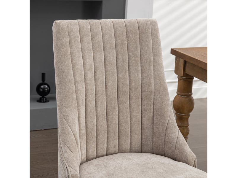  Lot de 2 chaises de salle à manger beige, pieds en bois massif W3223P339321 - Conforama D