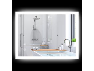Miroir mural lumineux led de salle de bain 80 x 60 cm 3 couleurs luminosité réglable interrupteur tactile transparent