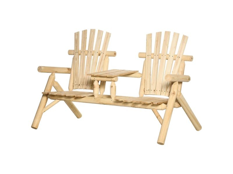  Ensemble banc de jardin pour 2 personnes, table intégrée, bois naturel, 157 x 88 x 103 cm  - Conforama B