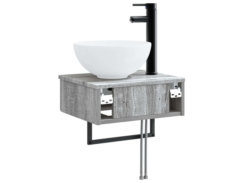 Basin de lavage mural, lavabo sonoma gris 40x35x39 cm - Conforama E