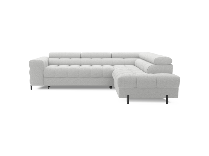  Canapé d'angle droit ferrum gris clair avec coffre avec têtières 276x93x200cm  - Conforama A