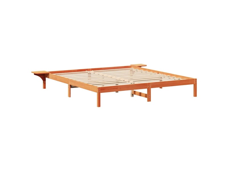  Lit double- lit adulte -  cadre de lit brun  200 x 200 cm pin massif  - Conforama C