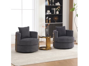 Fauteuil fixe pivotant <strong>HAVRYA</strong> <strong></strong> Velours côtelé gris vendu Par paire
