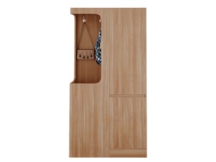 Armoire bois 1 porte 70x40x170 cm – tiroirs et rangements, espace vestiaire ouvert, couleur bois
