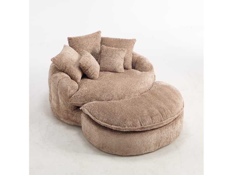  Fauteuil lounge en mousse 190,50x138x63 cm en polyester marron café avec coussins  - Conforama A