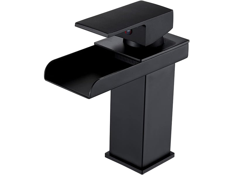  Robinet mitigeur cascade pour lavabo de salle de bain, monotrou en acier inoxydable, noir QA001662 - Conforama A