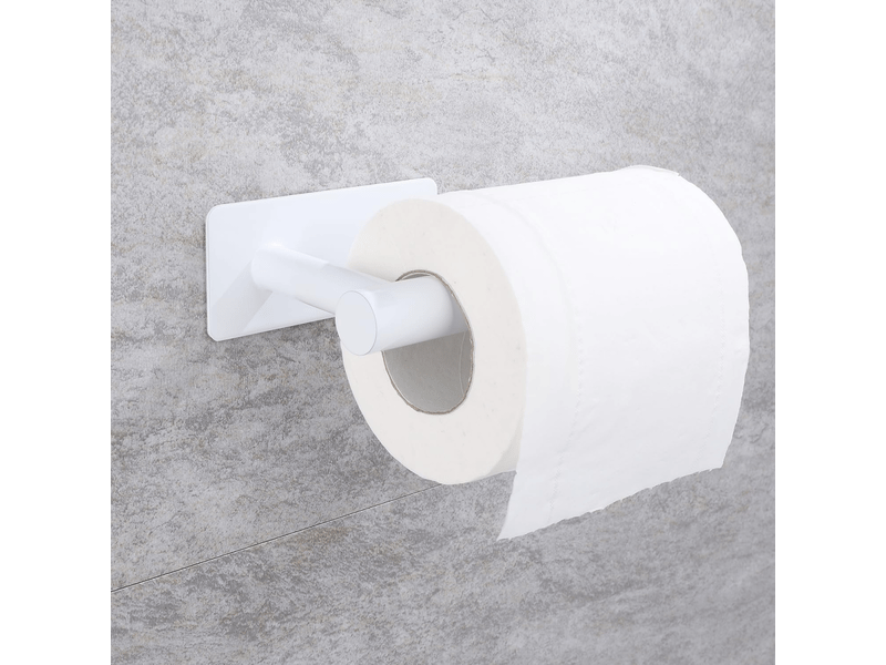 Porte-papier toilette en acier inoxydable, sans perçage, adapté à la salle de bain et à la cuisine, carré blanc - Conforama B