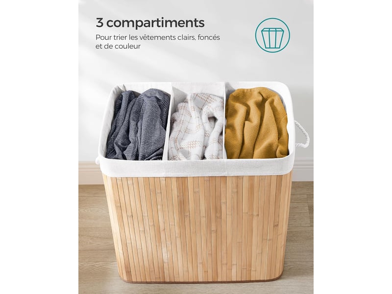  Panier à linge 3 compartiments – 60x40x61.5cm  - Conforama B