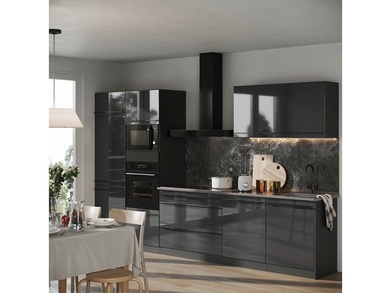  Vicco cuisine, anthracite haute brillanceanthracite, 340cm plan de travail anthracite  - Conforama C