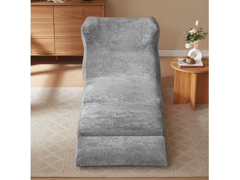 Fauteuil convertible 1 place gris en tissu doux, se transforme en chaise longue pour votre intérieur  - Conforama E
