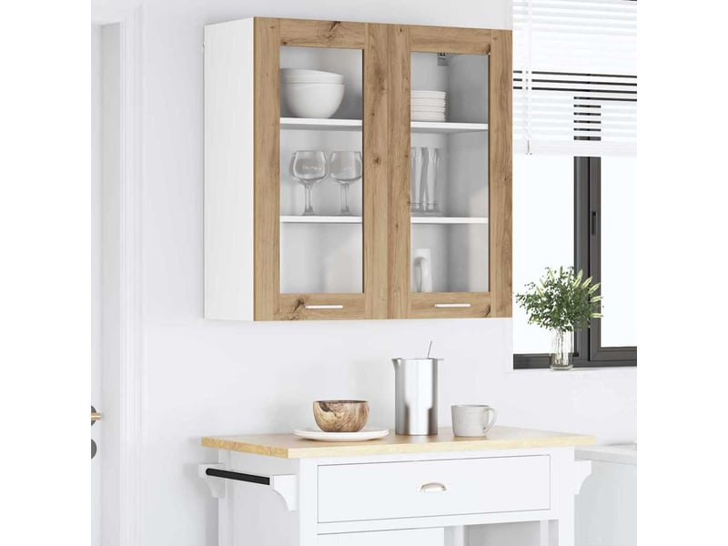 Meuble de rangement cuisine, armoire suspendue chêne artisanal 80x31x80cm shl7295 - Conforama D