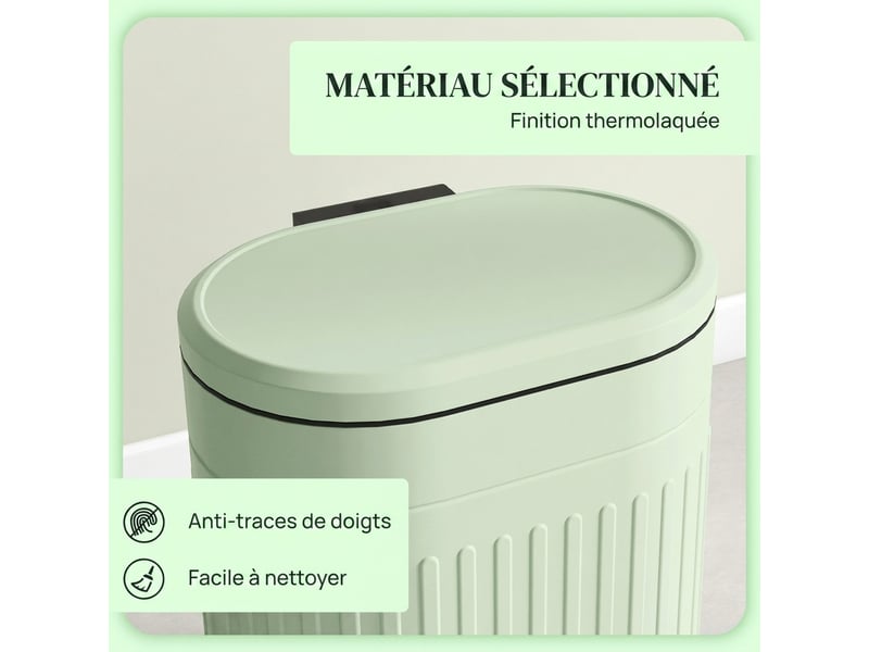  Poubelle à pédale design ovale métal ondulé 20l vert sauge clair  - Conforama E