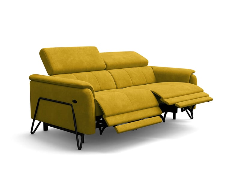Canapé 3 places roden, 2x relax, tissu velours jaune foncé RODEN - Conforama A
