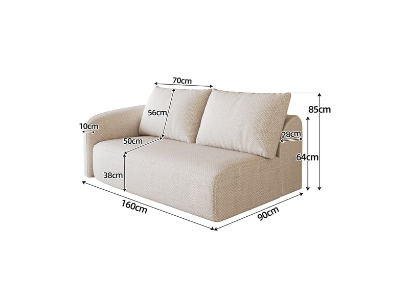 Petit canapé 2 places blanc, canapé d'angle gauche 160 cm pour salon, design compact et moderne. - Conforama C