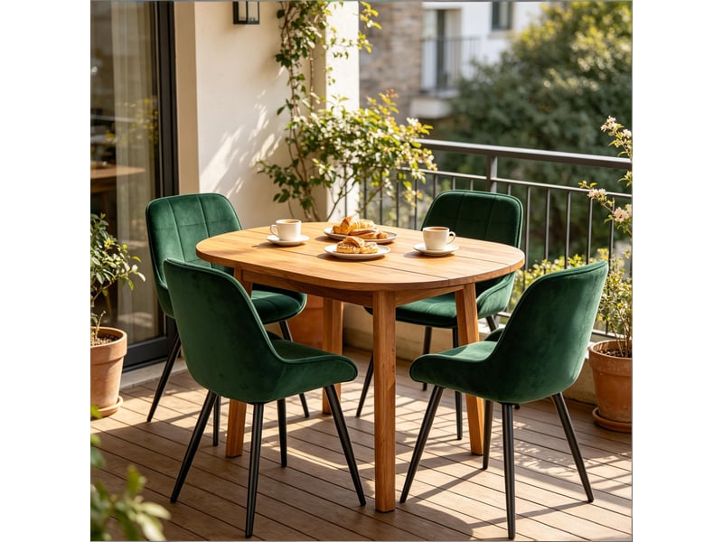  Lot de 4 chaises de salle à manger,avec pieds métal,velours,vert foncé  - Conforama B
