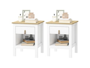 Lot de 2 tables de chevet avec tiroir et compartiment ouvert, 45 x 40 x 55 cm, blanc