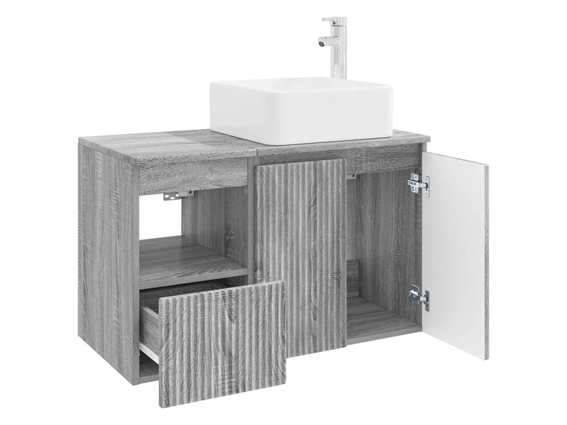  Ensemble de mobilier de salle de bain 2 pc sonoma gris cf64196  - Conforama D