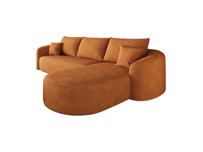 Canapé d’angle 3 places en tissu chenille orange, 266x168x85 cm - Conforama D