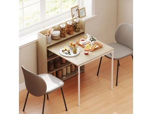 Table pliante avec étagères - pieds réglables, anti-basculement, bois chêne 78,5 × 91 × 93 cm