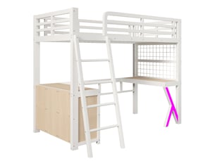 Lit mezzanine 90x200 cm BIQZUYA coloris blanc