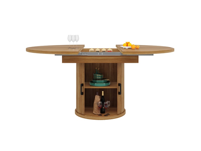 Table à manger extensible 118–158 cm, noyer, avec rangement Fay Lum - Conforama A
