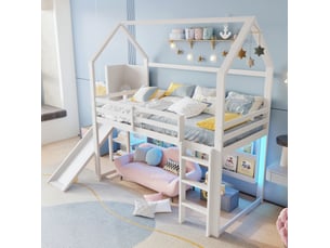 Lit mezzanine 90x200 cm <strong>OKWISH</strong>  <strong></strong> coloris blanc