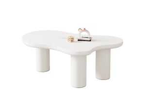 Table basse forme atypique coloris blanc   - 66 cmx107 cm