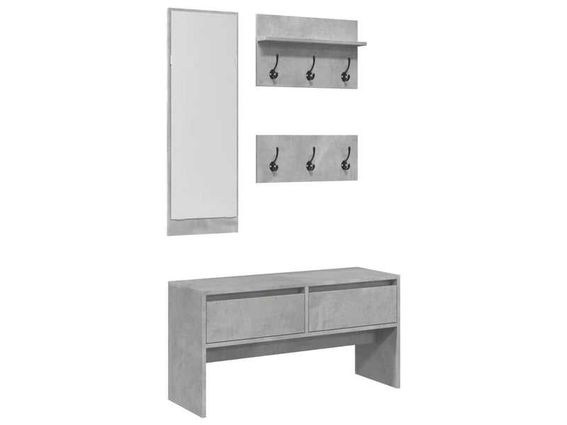  Ensemble de meubles de couloir 4 pcs gris béton bois ingénierie  - Conforama A